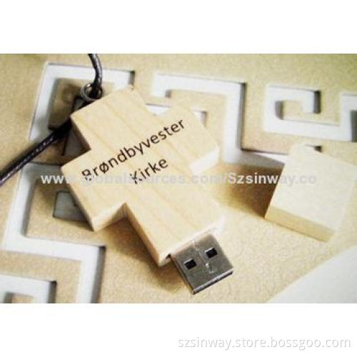 Promotional wooden USB flash memory, full capacity of 2-32GB